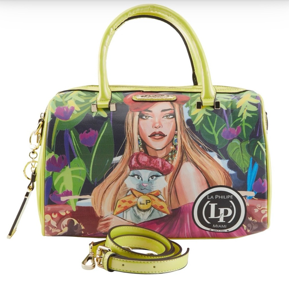 La Philipe “Blooming Garden”  Satchel Handbag - Yellow Multi